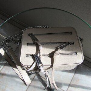 Rebecca Minkoff 4 Zip Moto Camera Bag Leather Crossbody Putty color